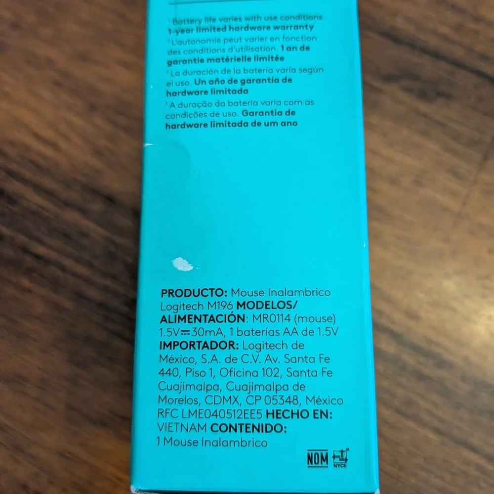Logitech M196 Wireless Mouse - Blue- New Sealed In Box